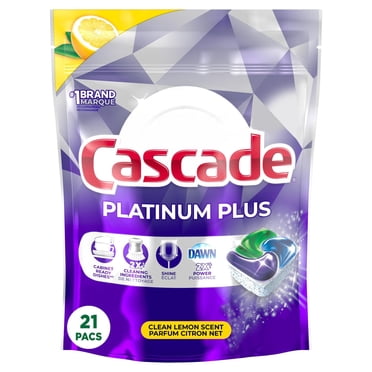 Cascade Platinum Plus Dishwasher Pods, Dish Detergent ActionPacs, Clean Lemon 21CT