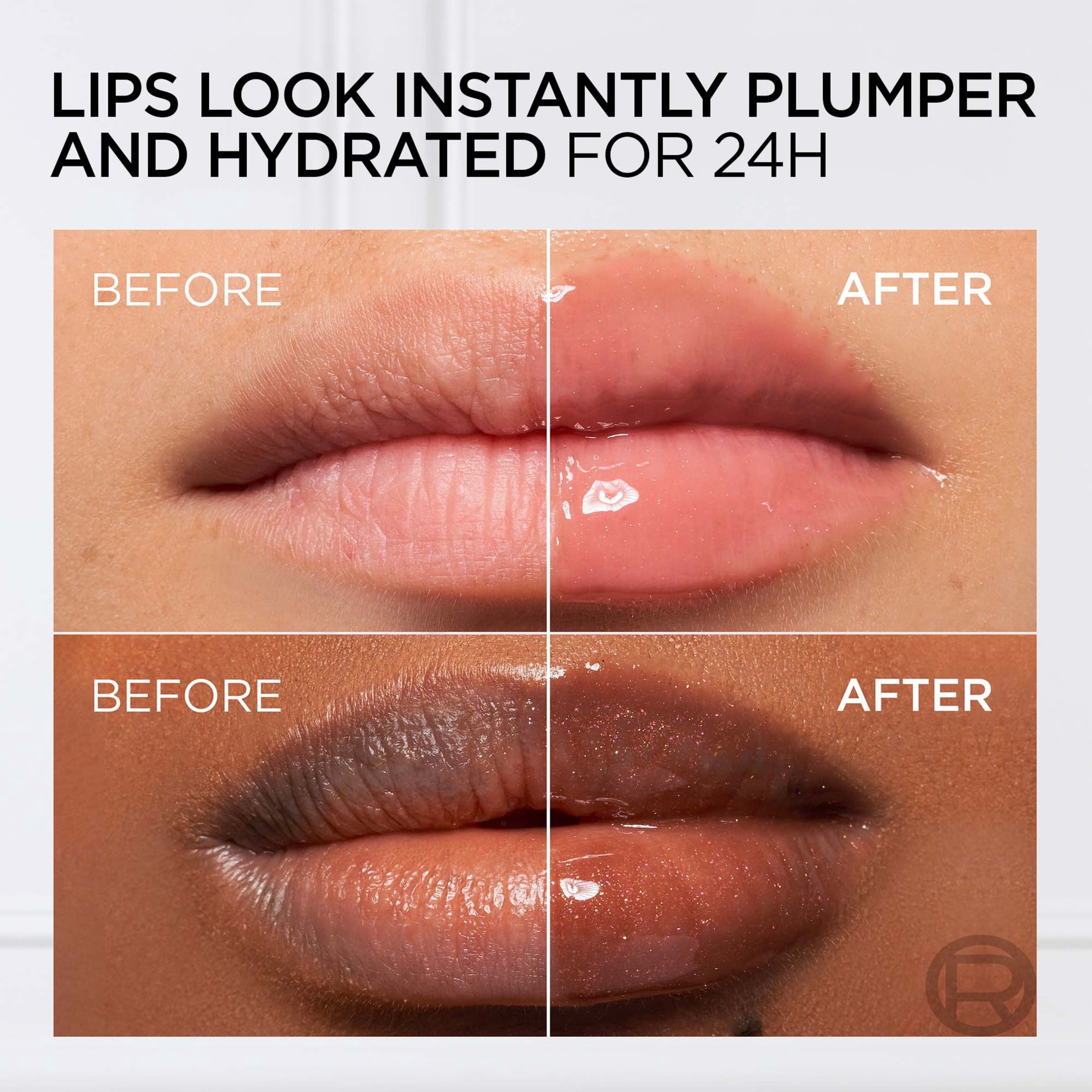 L’Oréal Paris Huile à Lèvres Teintée Plump Ambition, Brillant à lèvres repulpant, Léger picotement, Non collant, Hydratant, infusé d'acide hyaluronique, LATTE GLACÉ, 5 ml