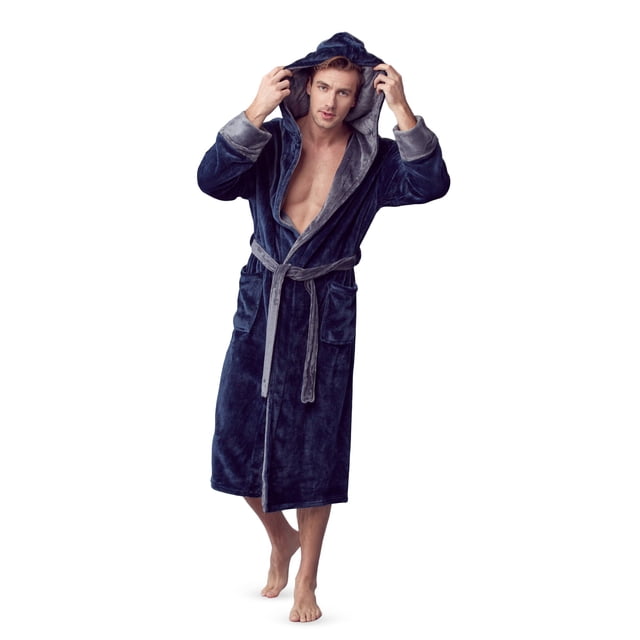 Mens Plush Robe with Slipper Set - BOSS - Men Bathrobe Collection - Lifetime Durable, Curated Hotel Spa Robe with Hood & Pockets - Anti-Slip Belt - Breathable Yet Warm - Won’t Pill, Tear or Darken