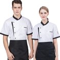 thumbnail image 3 of serony Chef Jacket Men Chef Coat Skin Friendly Chef Uniforms O-Neck Cheap Short Sleeve Tops Bakery Cooking Clothes Work Wear White L, 3 of 9