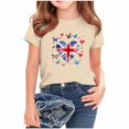 thumbnail image 1 of T-Shirt Graphique à Manches Courtes et Col Rond pour Enfants, Imprimé Drapeau Britannique, Mélange Doux de Polyester et Spandex, Haut Décontracté Respirant, Lavable en Machine, pour Garçons et Filles, 1 of 4