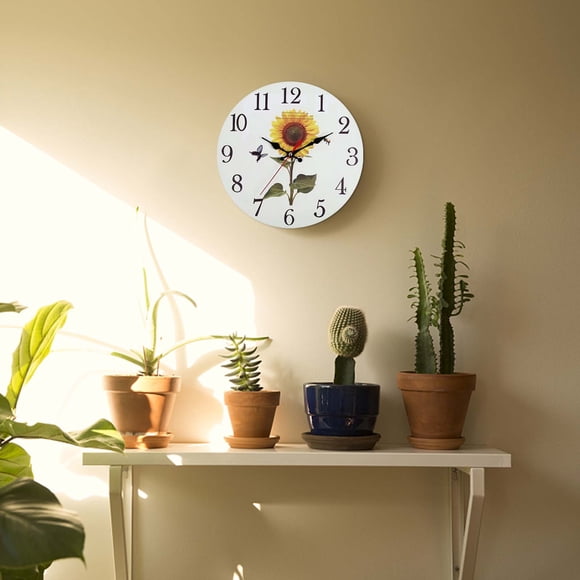 30cm European Retro Rustic Sunflower Wall Clock Home Living Room Decoration Wall Clock