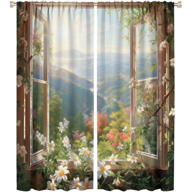 Steam Train Curtains Grommet Light Filtering Window Drapes with Retro Theme Steam Engine Locomotive Print Pattern Decorative Privacy Curtains for Kids Bedroom Living Room 2 Panels 42 x 84 Inch