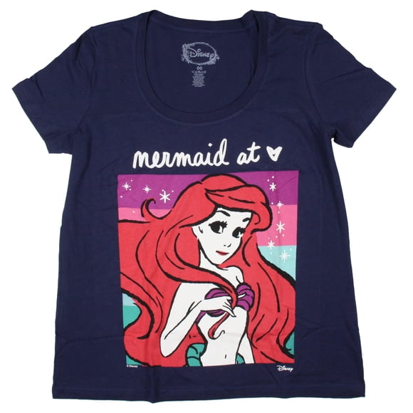 Disney Women's Little Mermaid Ariel Mermaid At Heart Scoop Neck Tee Shirt (1)