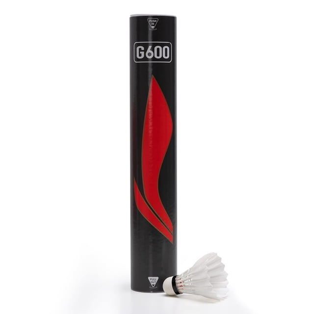 Li-Ning G - 600 Badminton Goose Feather Shuttlecock , Cork Base - Hybrid | White , Pack Of 12