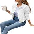 thumbnail image 2 of Veste en Denim Unie pour Femmes, Décontractée, à Manches Longues, Boutonnée, 2 of 8