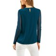 thumbnail image 3 of INSPIRE CHIC Blouses Décontractées pour Femmes à Col Rond en Dentelle Florale à Manches Longues en Chiffon TP Bleu Foncé, 3 of 8