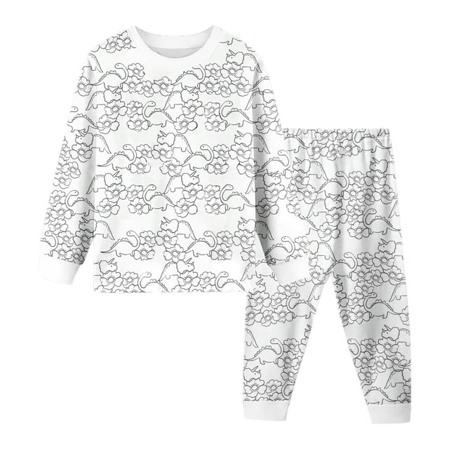 MIASHUI Kid DIY Hand Painted Homewear Set Boy Girl Pajama Sets Cute Funny Cartoon,White,5-6 Years