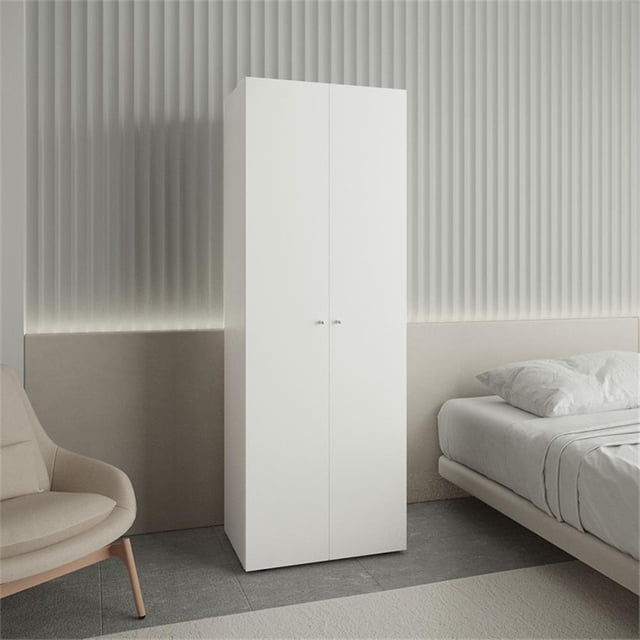 Tringle Suspendue pour Garde-Robe à 2 Portes en Bois d'Ingénierie, Blanche