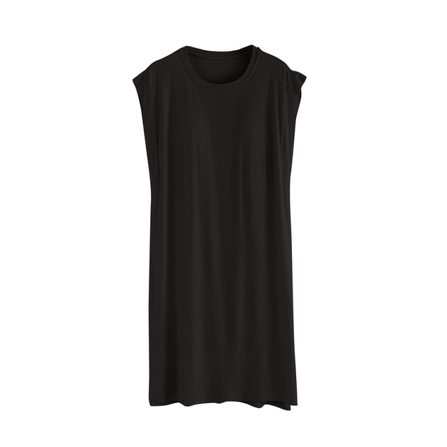 Japceit Chemises de Nuit pour Femmes, Chemisier pour Femmes Uni Décontracté Mode Col Rond Coupe Régulière Sans Manches Vêtements de Nuit Chemises de Sommeil