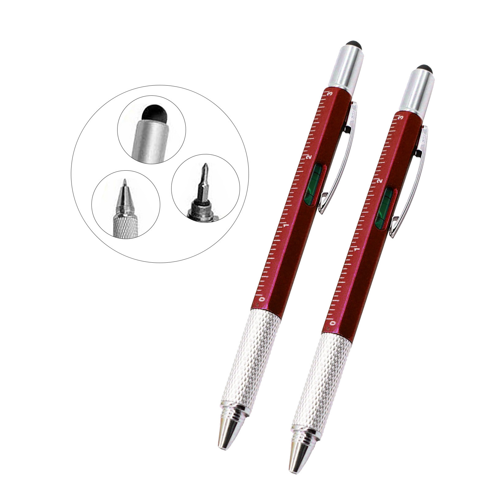 Shldybc Multifunction Tool Pen 6 in 1 Multi Tool Pen Multifunctional Screwdriver Tool Caliper Level Scale Ball Point Pen Gift Pen 10ml