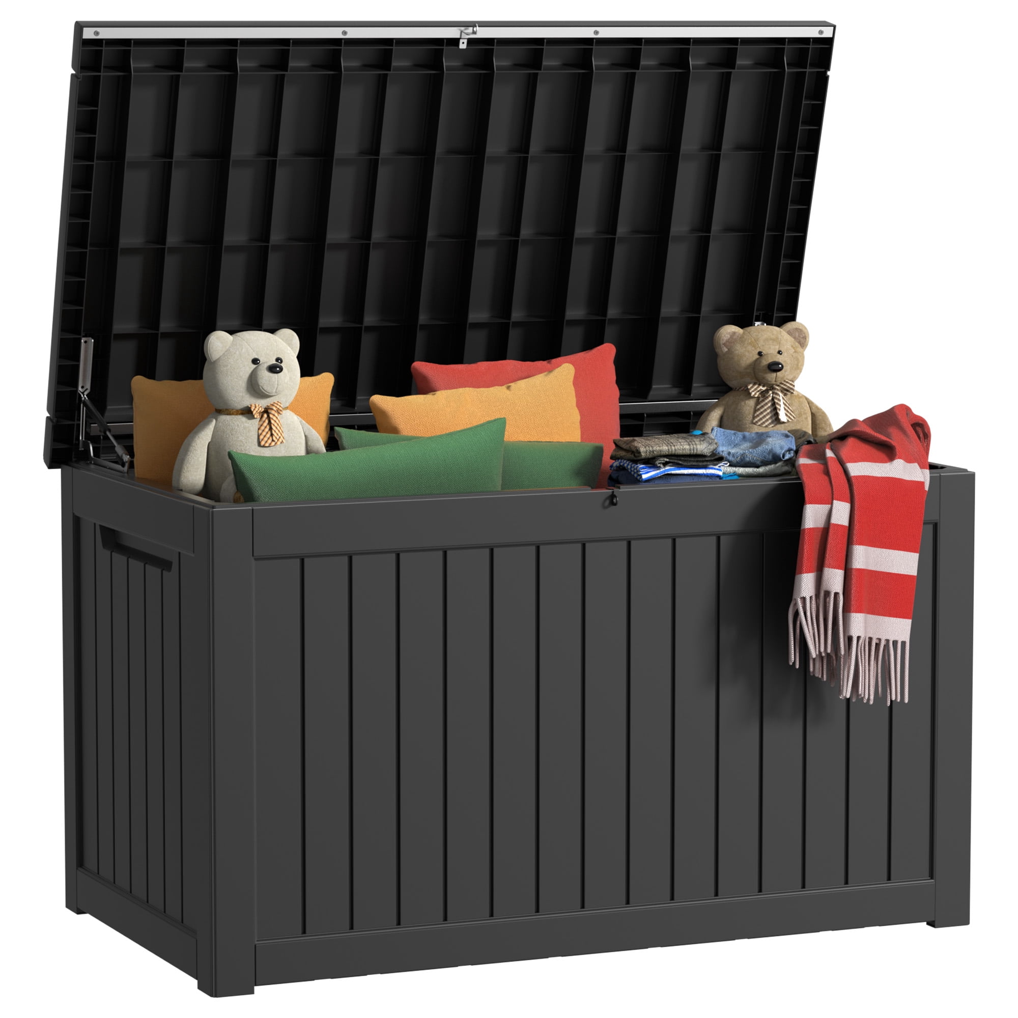 EasyUp 230 Gallon Resin Deck Box, Lockable Patio Outdoor Storage Box for Furniture, Garden Tools and Tools Storage, Waterproof Outside Storage Boxes(Black)