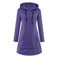 thumbnail image 4 of cfhntfmh Robes Chandails pour Femmes Confortables à Manches Longues Robe à Capuche Surdimensionnée Automne Douce Couleur Unie Robe Mini avec Poches, 4 of 5