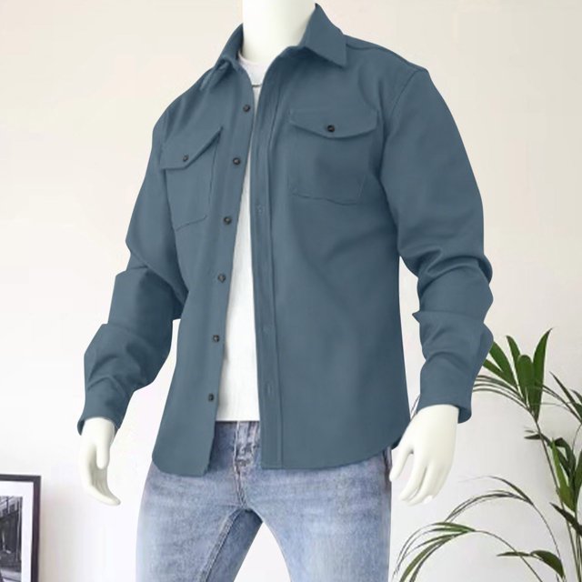LOVZFMLL Vestes pour Hommes Homme Hiver Manches Longues Boutons Poches Col Rabattu Veste Manteau