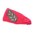 thumbnail image 1 of Crochet Headbands Winter Leaves Pattern with Rhinestones Elastic Head Protector Wide Warm Chunky Hair Accessories for Girls Fushcia, 1 of 5