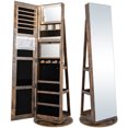 thumbnail image 1 of Gymax 360°Rotating Mirrored Jewelry Cabinet w/ High Mirror & Storage Shelves Coffee, 1 of 9