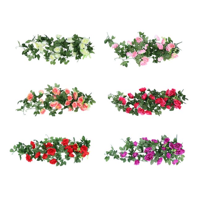 stanreset 1/2/3/5 Artificial Flower Plant Fake Vine Roses Simulation Rose Self-Assembly Party Balcony Garden Restaurant Living Room Garland Purple 5PCS