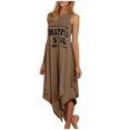thumbnail image 1 of Robe Longue d'Été Décontractée Hippie pour Femmes avec Imprimé Lettre Soul, Sans Manches, Plissée Irrégulière, Ample, Double Couche, Grande Taille, 1 of 8