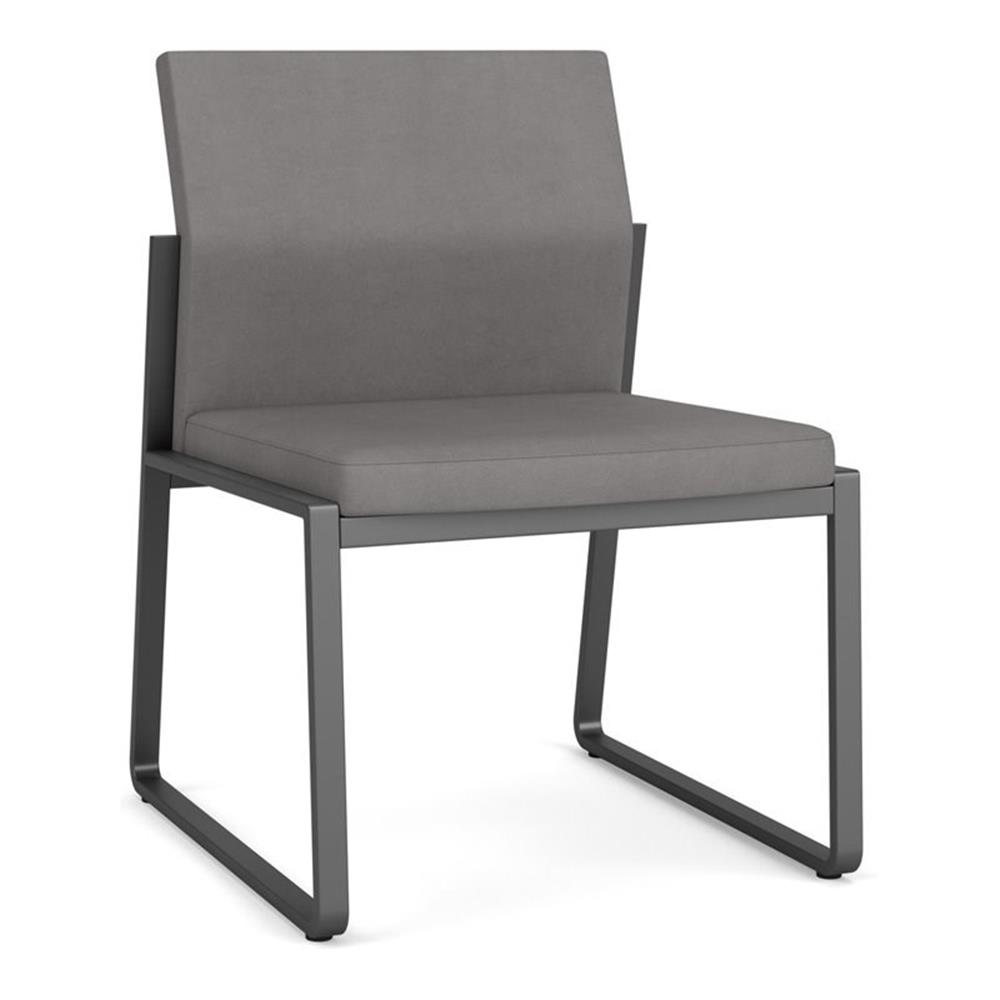 Gansett Reception Waiting Armless Guest Chair / Charcoal Steel / Light Gray