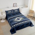 thumbnail image 4 of Erosebridal Blue Aztec Bedding Twin Comforter Set,Boho Horse Down Comforter,Geometric Triangle Decor,Reversible,Lightweight,2pcs, 4 of 7