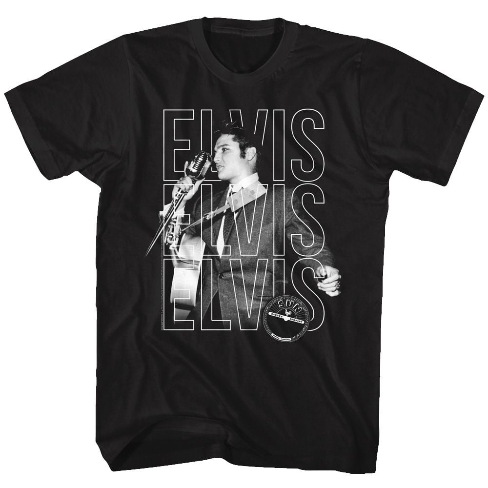 Elvis Presley Sun Records Repeat Black Adult T-Shirt 5Xl