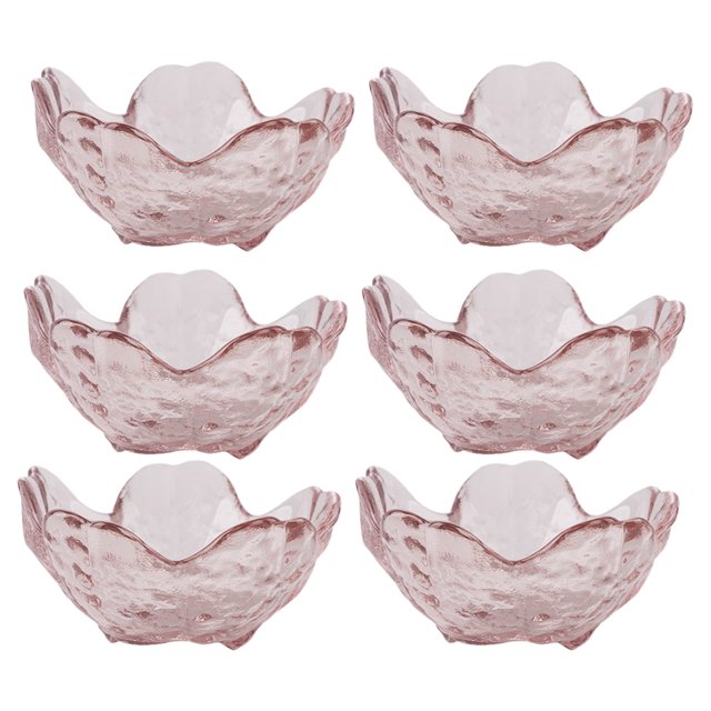 MasteelfCA 6pcs Glass Fruit Plate Glass Salad Bowl Flower Design Jewelry Tray Storage Tray