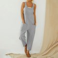 thumbnail image 1 of EQWLJWE Liquidation d'Été! Combinaisons Sans Manches à Boutons pour Femmes, Taille Haute, Coupe Basse, Col Rond, Pantalon Long, 1 of 4