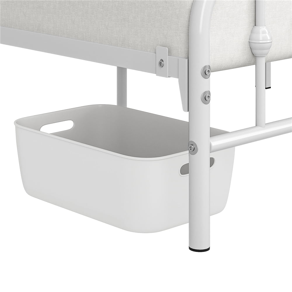 FullFurnique Modern Metal Bed Frame with Arched Headboard and Footboard, Full, White