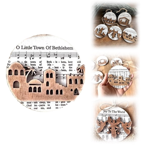 Cqxid Hangs Under $5 Music Sheet Ornament Scene Music Sheet Ornaments Sets For Christmas Indoor Wooden Christmas Ornaments