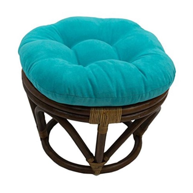 Coussin Repose-Pieds Rond Uni en Microsuède Capitonné de 18 Po - Bleu Aqua