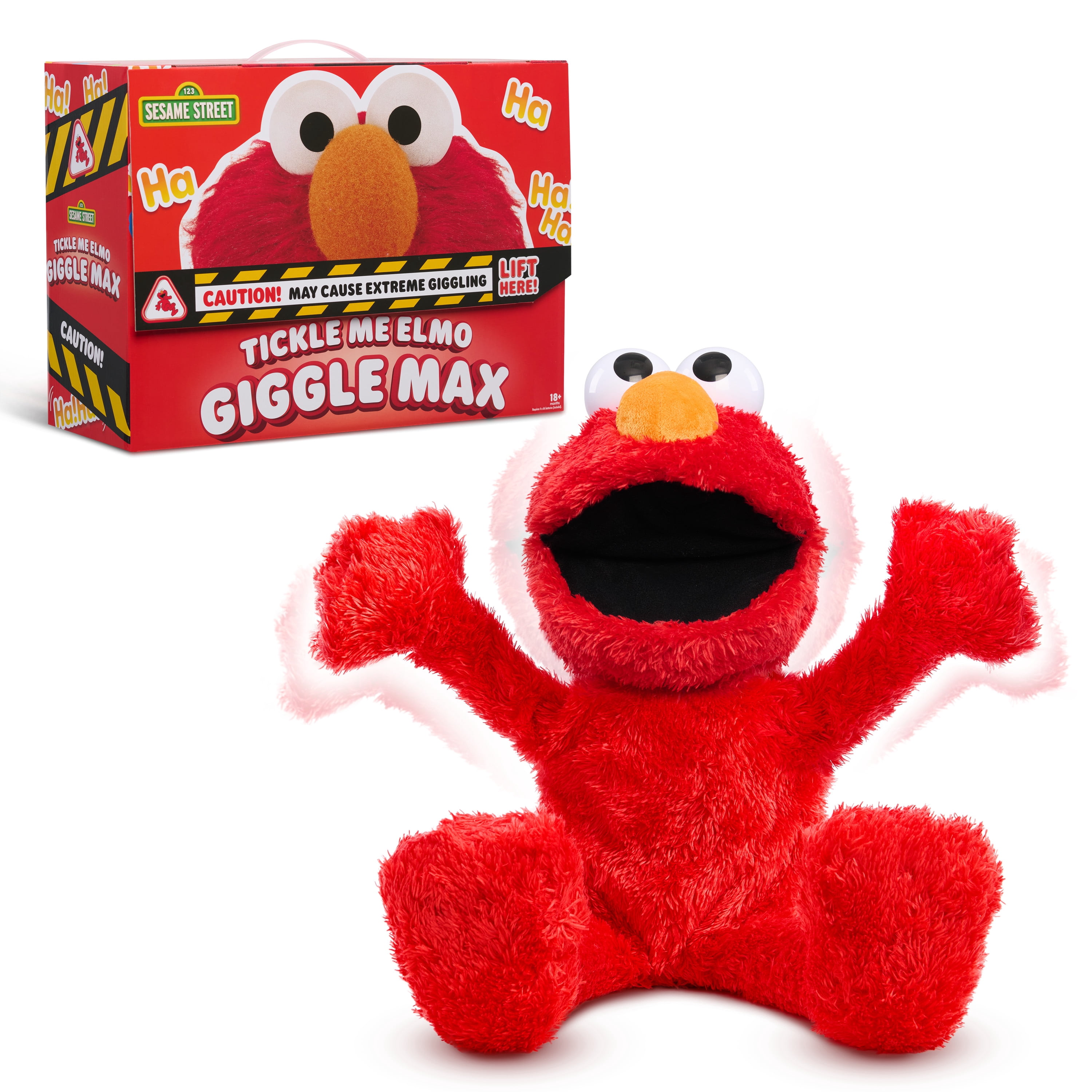 English Only-Sesame Street Tickle Me Elmo Giggle Max Interactive Plush Toy