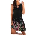 thumbnail image 1 of Pompotops Robe Vintage pour Femme à Col Rond Sans Manches à Imprimé Floral avec Boutons Ronds, 1 of 6