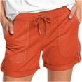 thumbnail image 1 of AherBiu Women's Drawstring High Waisted Button Roll Up Hem Hiking Shorts, Solid Color, 1 of 5