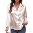 thumbnail image 1 of Innerwin Tops Lapel Neck Women Shirts Work Button Down Single Breasted Blouse Champagne XL, 1 of 7