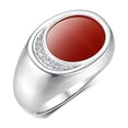 thumbnail image 3 of RYLOS Men's Designer Ring in Sterling Silver 925: Features Diamonds around Red Quartz  - Available  Size 13, 3 of 6