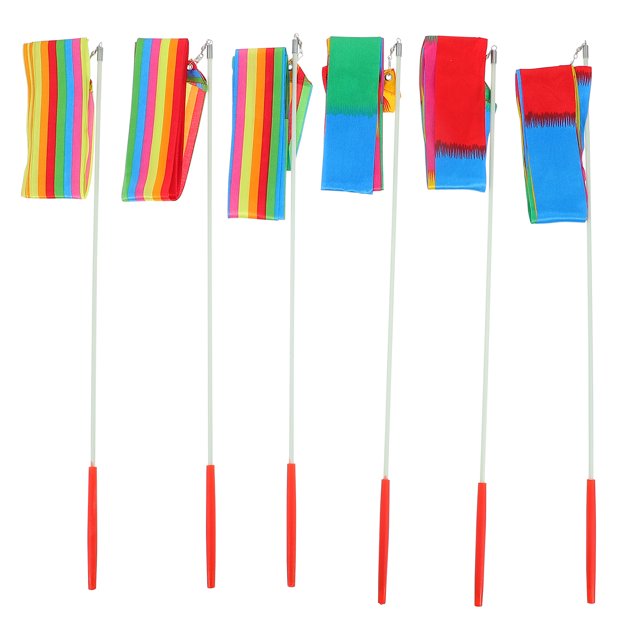 MasteelfCA 6pcs Useful Unisex Rhythmic Ribbon Rainbow Art Streamers Child Twirling Wands