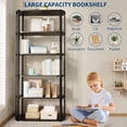 thumbnail image 4 of Twister.CK 6 Tier Bookshelf with Metal Frame, Industrial Tall Bookcase, Freestanding Open Back Display Rack, Storage shelf, for Bedroom, Living Room, Brown, 4 of 7