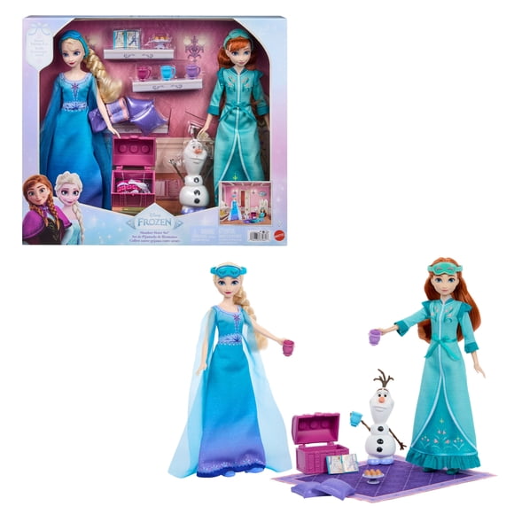 Mattel Disney Coffret La Reine des Neiges Soirée pyjama avec poupées