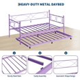 thumbnail image 4 of Bingirl Purple Twin Daybed with Trundle - Metal Frame, Steel Slat Support, Multifunctional for Bedroom, 4 of 8