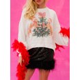 thumbnail image 3 of FOCUSNORM Women's Christmas Loose Pullover Sparkly Rhinestone Letter Print Long Sleeve Crew Neck Sweatshirt, 3 of 7
