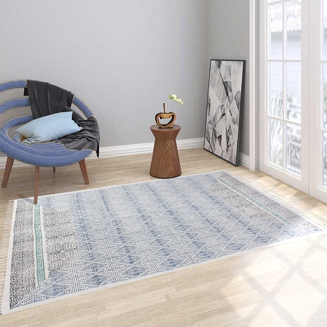 Casavani Home Dcor Flat Weave Garden Area Rug,Blue 3x5 feet
