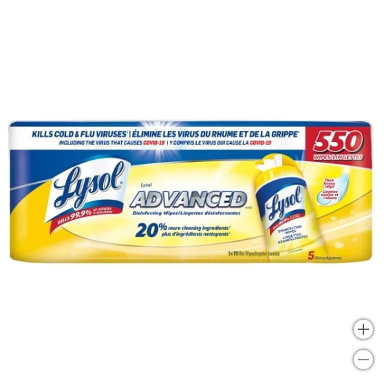 Lysol Advanced Disinfecting Wipes, 550 Wipes