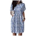 thumbnail image 2 of TJAZFJPA Robe de Séance de Maternité pour Femmes Femmes Robe T-Shirt Douce à Manches Courtes Robe Tunique d'Été Décontractée Robe Imprimée Ample avec Poches Robe Verte Robes Femmes Longues, 2 of 6
