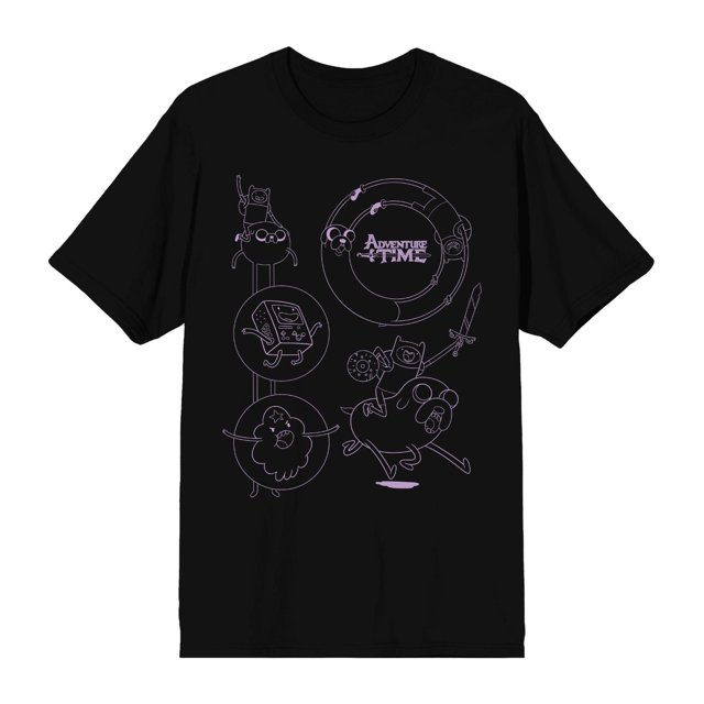 T-Shirt Noir Adventure Time Group Action Shot