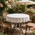 thumbnail image 3 of White Round Tablecloth Polyester Sheer Lace Embroidered with Hollowed-out Non-slip Design for Dining Tables 185 cm, 3 of 6