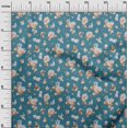 thumbnail image 3 of oneOone Polyester Spandex Teal Blue Fabric Florals Sewing Material Print Fabric By The Yard 56 Inch Wide, 3 of 4