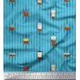 thumbnail image 1 of Soimoi Moss Georgette Fabric Stripe & Drinks Summer Designs Print Fabric by Yard 42 Inch Wide, 1 of 3