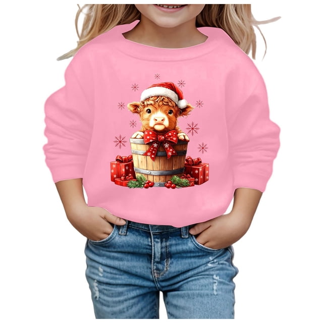Chandail Doux à Manches Longues pour Fille, Graphique, Mignon, Col Rond, Chandails, Haut, Vêtements pour Filles