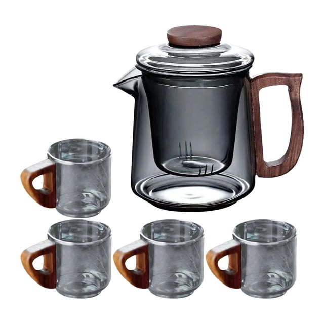 GUOOL 490ml Glass Teapot Blooming Flower Tea Tea Kettle for Kitchen Tea House Home A