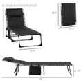 thumbnail image 3 of Outsunny Chaise Longue Pliante - Dossier Réglable, Oreiller et Pochette, Noir, 3 of 9